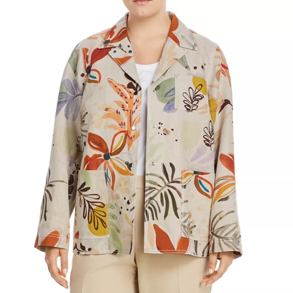 Lafayette 148 New York Jackets & Blazers - Lafayette 148 New York Plus Jolisa Printed Linen Jacket